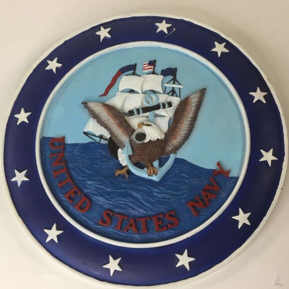 United States Navy Emblem Resin/plast Wall Hanging Plaque Sign Military 10" diam - Picture 7 of 7